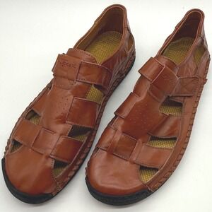 Mens Leather Fisherman Casual  Brown Strappy Shoes EU 48 sz 14
